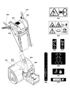 Decals Group Diagram and Parts List for 1696481-00-BH1730SE  Briggs and Stratton Snow Blower